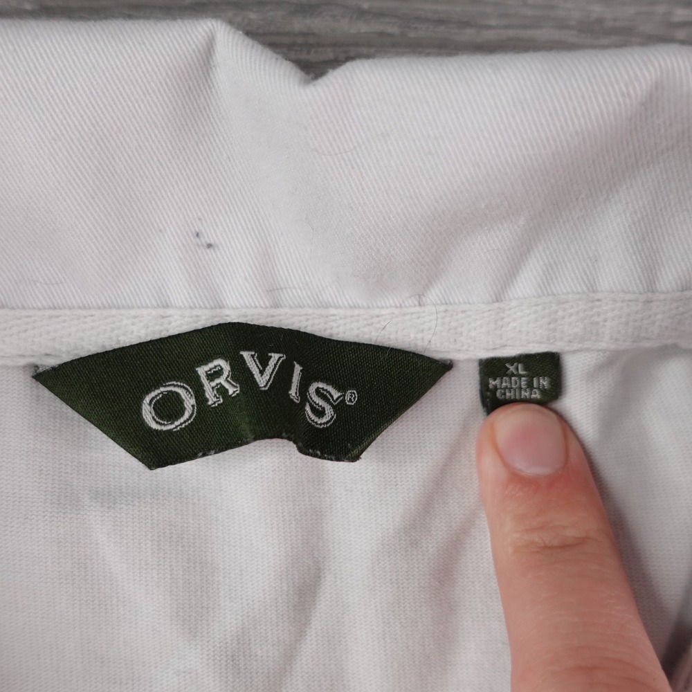 Orvis Rugby Shirt Men's XL White Blue Striped Long Sleeve Polo Sailing Y2K - Picture 2 of 7